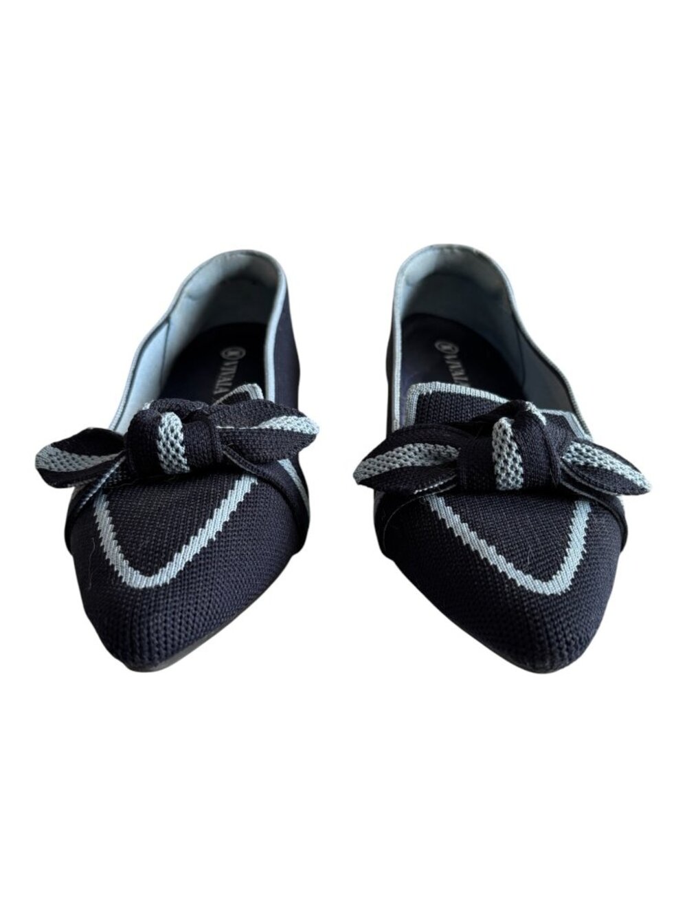 VIVAIA Pointed Toe Knit Bow Flats Navy Blue Women’s Size 5.5/6 Comfort